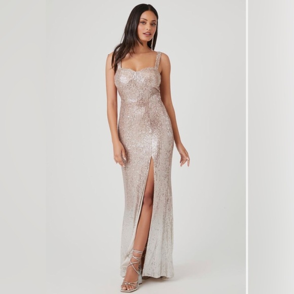 Sequin side slit ombre maxi gown dress nwot - Picture 1 of 3